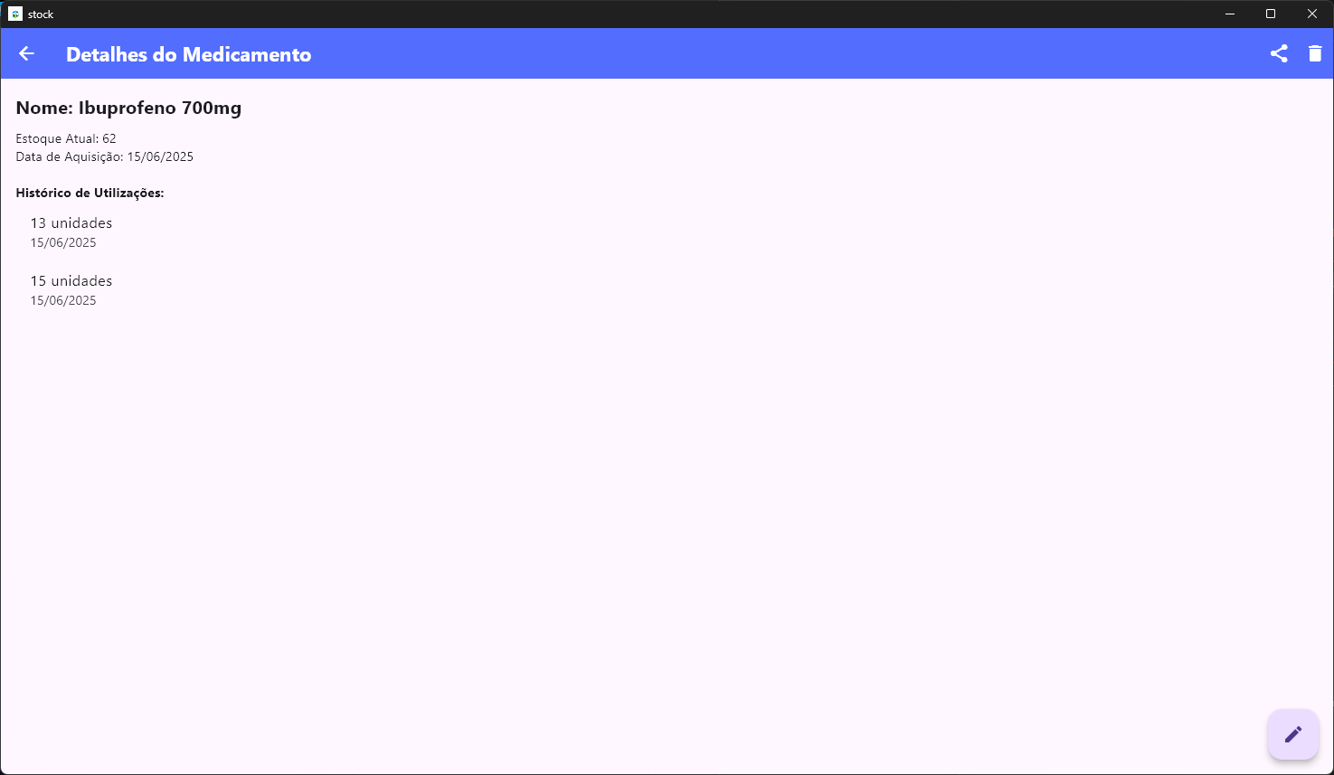 Tela de Detalhes do Medicamento